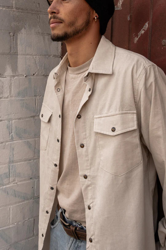 Load image into Gallery viewer, Cream Corduroy - Long Sleeve Shirt
